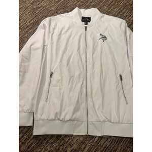 Minnesota Vikings Outdoor Jacket Mens White Full Zip Bomber Windbreaker XL (179)